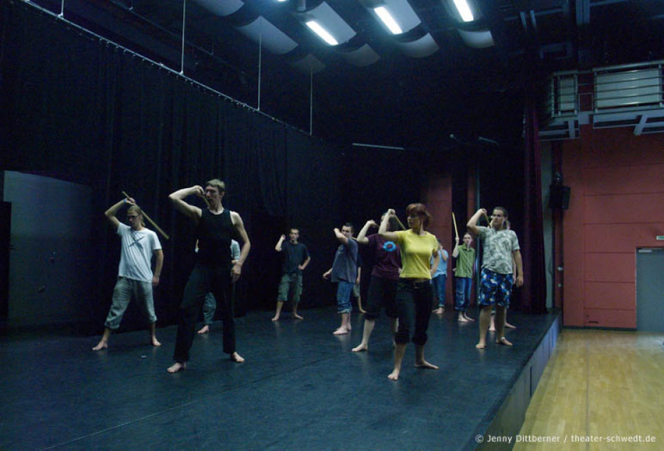 Workshop Bühnenkampf unter der Leitung von Schauspieler Daniel Heinz, Theater Frankfurt