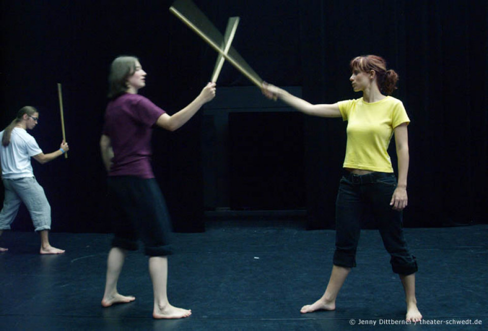 Workshop Bühnenkampf unter der Leitung von Schauspieler Daniel Heinz, Theater Frankfurt