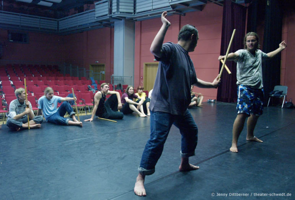 Workshop Bühnenkampf unter der Leitung von Schauspieler Daniel Heinz, Theater Frankfurt