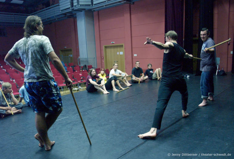 Workshop Bühnenkampf unter der Leitung von Schauspieler Daniel Heinz, Theater Frankfurt